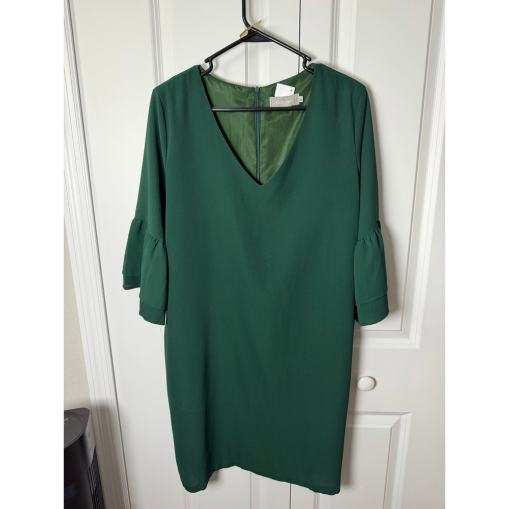 Belongsci Green Long Sleeve Dress XL